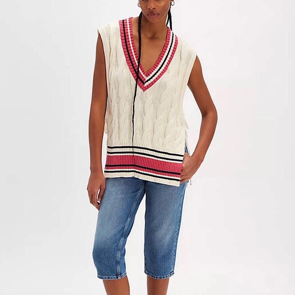 Free People Sleeveless Cable Knit Sweater Vest